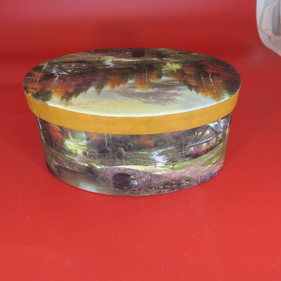 Thomas Kinkade Painter of Light 1997 Cardboard Oval Storage Box - Picture 5 of 9